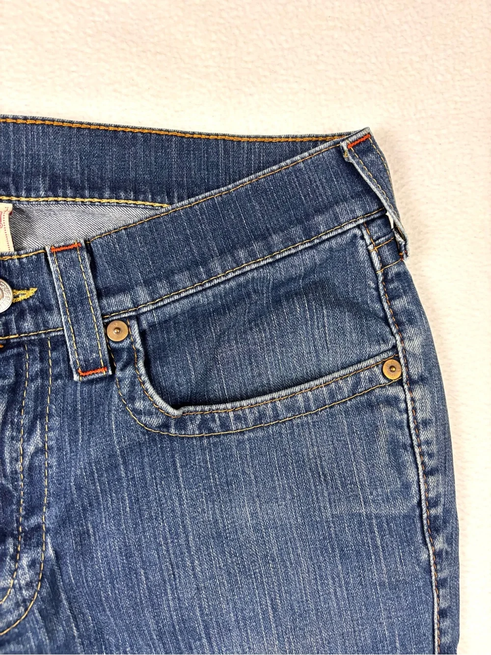 Vintage True Religion Bobby World Tour Blue Denim Cut Off Shorts Sz 34